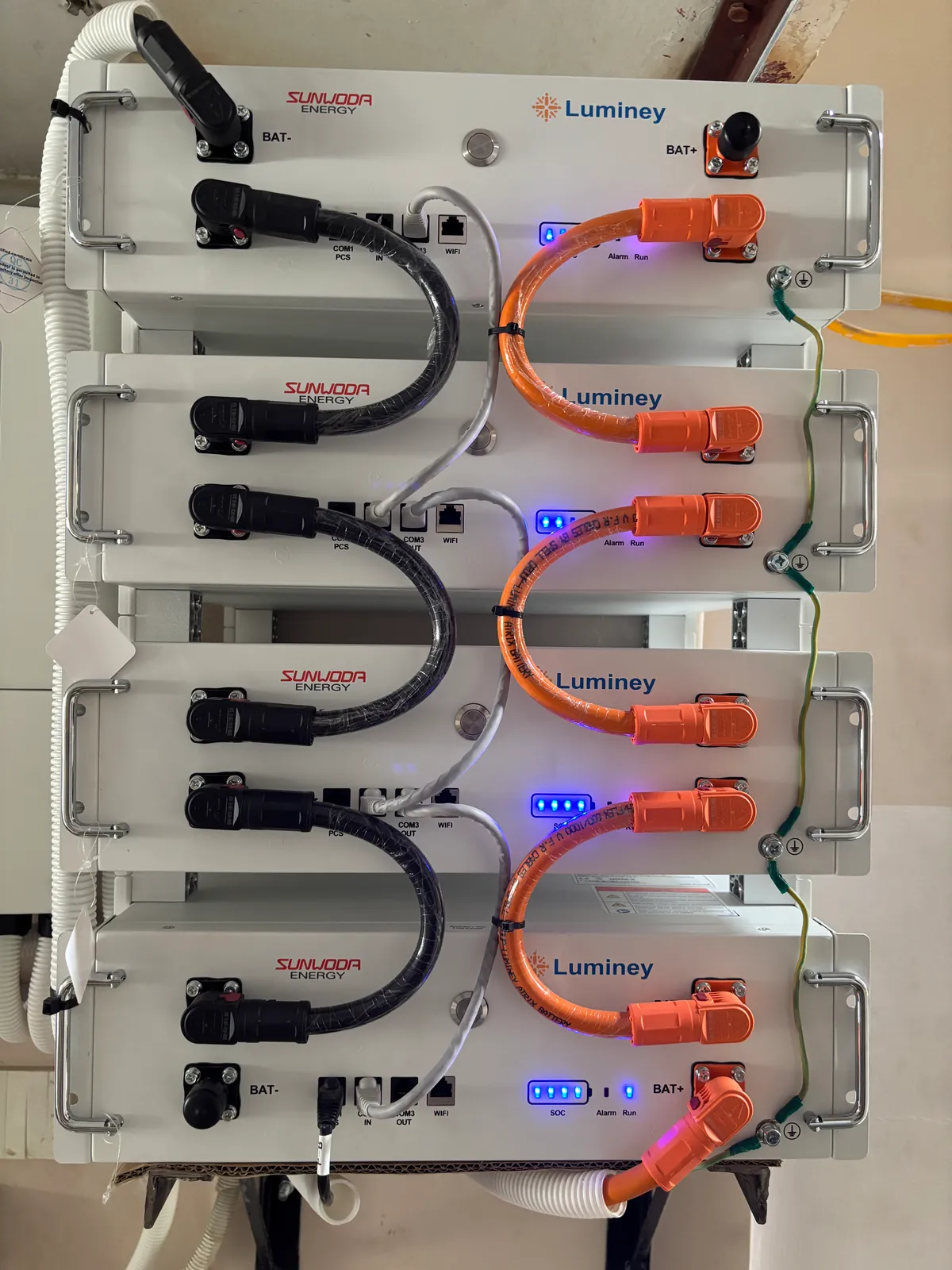 Lithium battery storage rack for whole-home backup, installed by APC Solar in Karachi